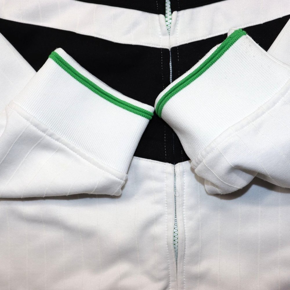 ECKO UNLTD Jacket Zip Front Size Large White Green Black Accents Stripes - Picture 8 of 15